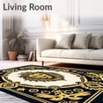 thumbnail image 2 of ODIKA 5'x7' Machine Washable Non-Slip Area Rug, Lion Medallion Ornate Safari Wildlife Motif High Traffic Rug, Black, 592254, 2 of 7