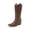 BROWN-PU, variant on Women's Mid Calf Boots Cowboy Cowgirl Embroidered Western Boots Square Toe Chunky Heel Wide Width