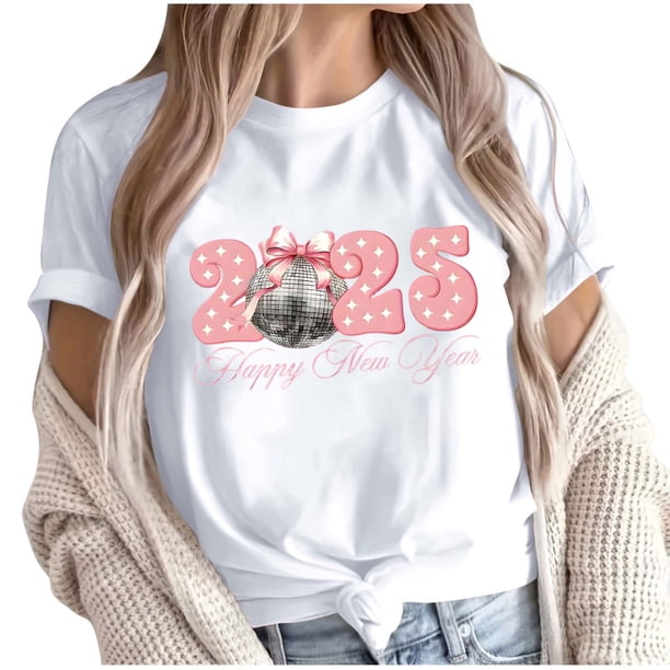 Camisetas de Manga Corta para Mujeres, Camiseta de Cuello Redondo Impresa de Moda, Primavera Y Verano Casual