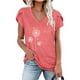thumbnail image 1 of ICHUANYI Clearance Fashion Women's Summer V-Neck Short Sleeve Print Casual T-shirt Blouse(Pink, M) ICHUANYI WER2023080915748, 1 of 4