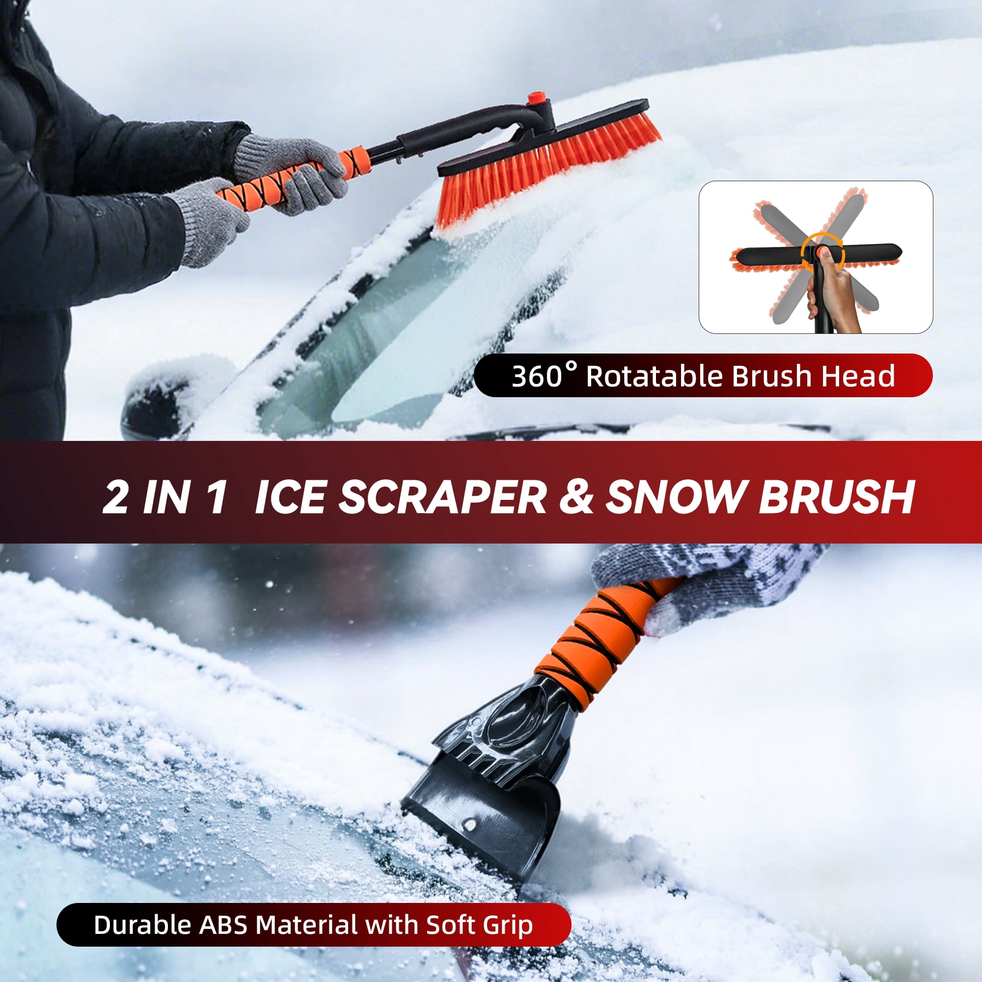 VCANENERGY Car Emergency Roadside Kit with Air Compressor, Jumper Cables, First Aid Kit, Snow Brush, Ice Scraper, Winter Vehicle Safety Kit