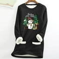 thumbnail image 2 of Feancey Christmas Sweatshirts for Women Fleece Lined Pullover Cute Snowman Print Crewneck Tops Winter Thermal Loungewear Pajamas with Pockets Black M, 2 of 4
