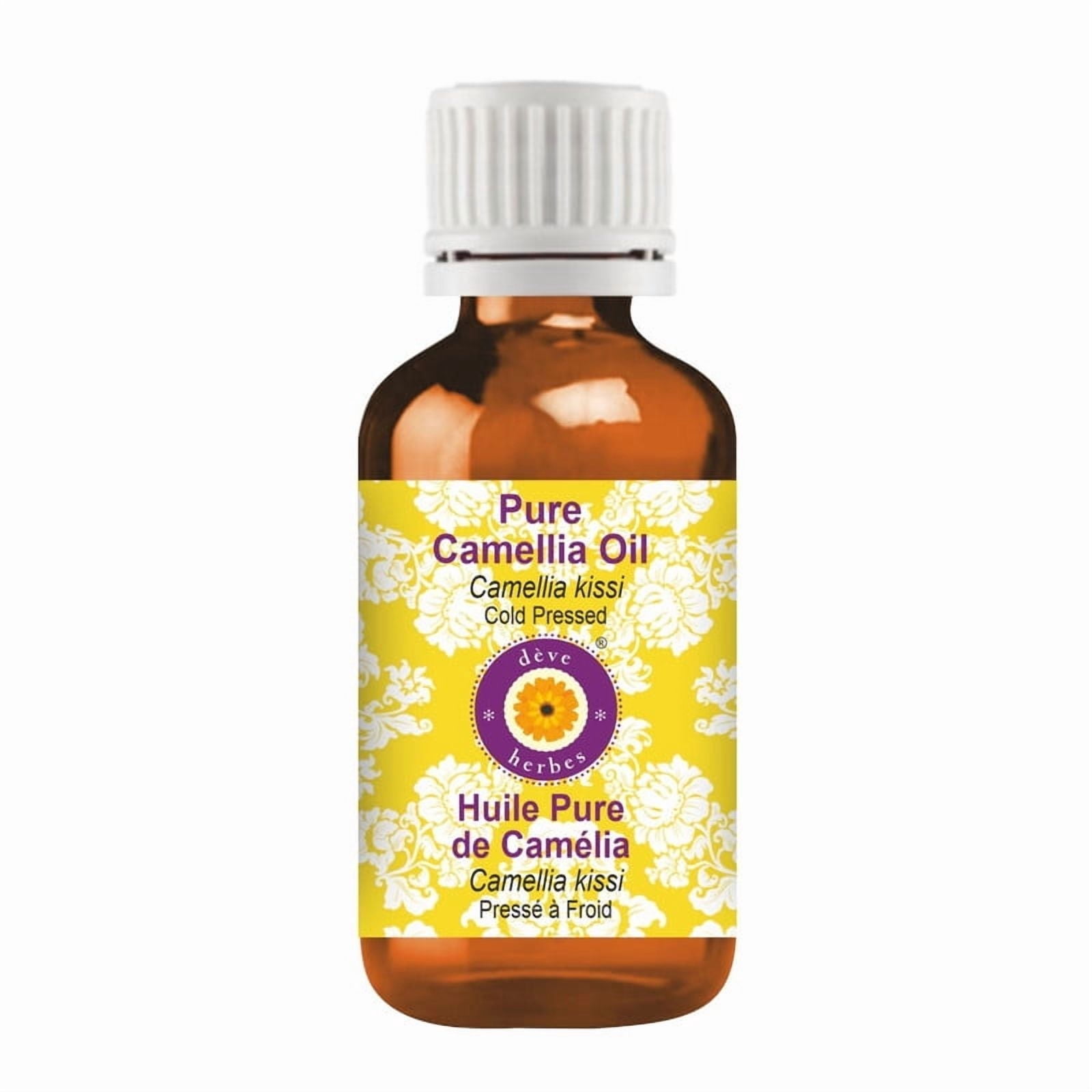 Deve Herbes Pure Camellia Oil (Camellia kissi) Cold-Pressed Natural Botanical Oil for Skin, Hair & Massage 5ml