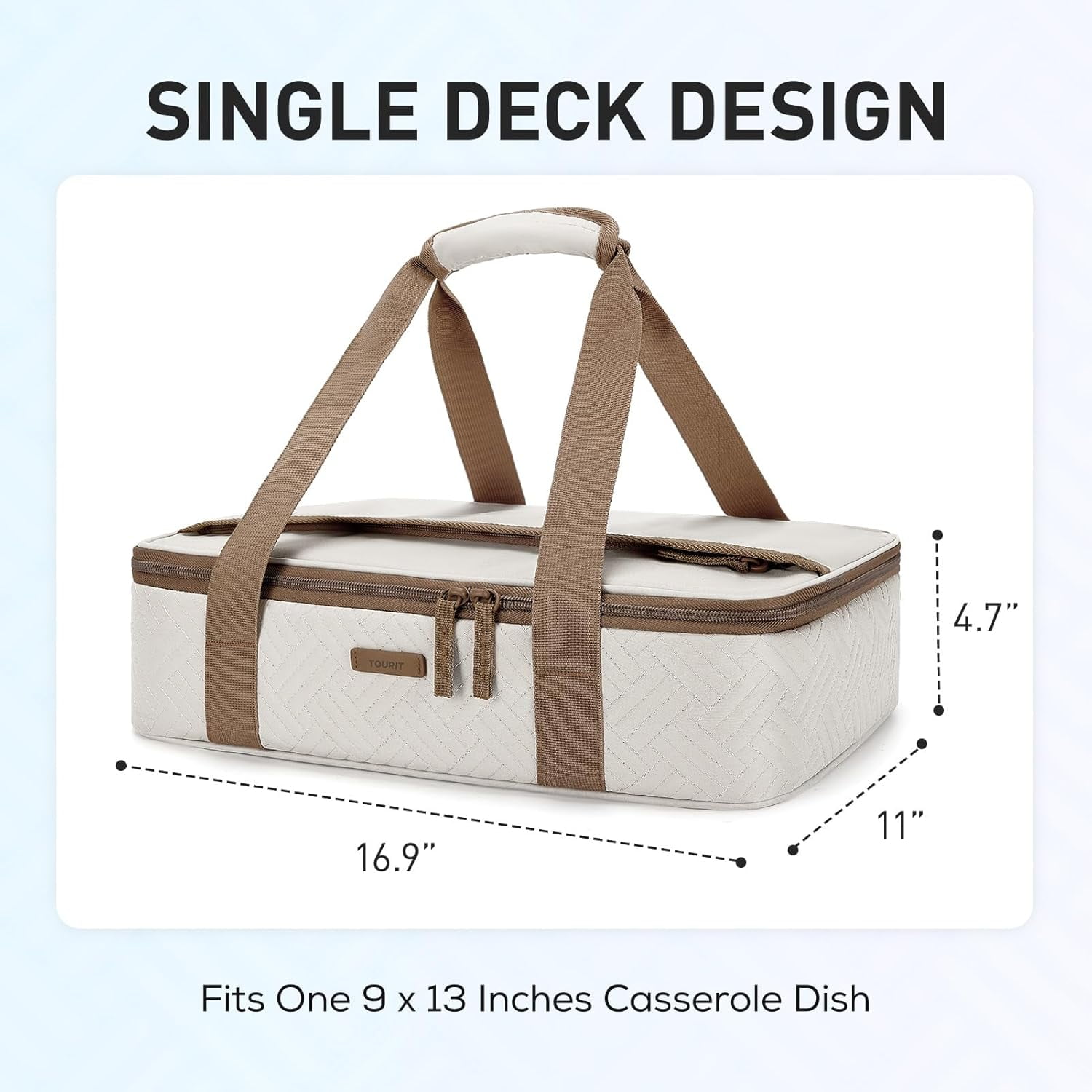 Insulated Casserole Carrier for Hot or Cold Food Thermal Food Carrier for Picnic Cookouts Potluck Parties Fits 9" x 13" Baking Dish