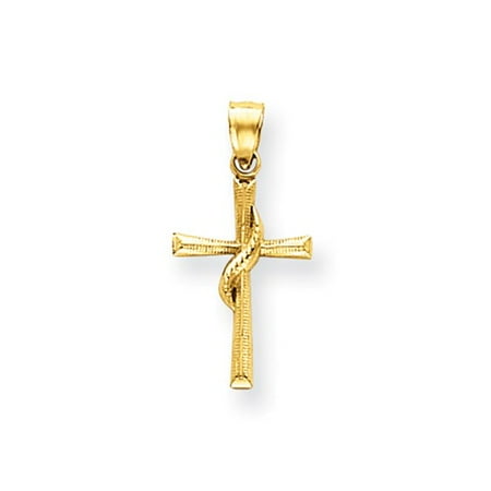 14k Yellow Gold Polished Cross Pendant