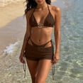 thumbnail image 4 of Aimik Women's Ruffle Bikini Sets 3 Piece Bathing Suits Textured Triangle Wrap Skirt Side Tie Cheeky Bikini Swimwear, 4 of 6