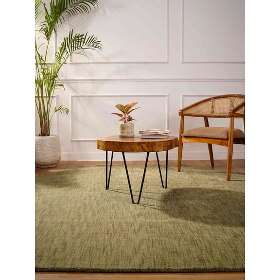 Rugsotic Carpets Handmade Rugs Hand Knotted Loom Octagon 8'x8' Green Wool for Indoor Use