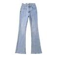 thumbnail image 3 of NECHOLOGY Women's High Waist Slit Slightly Flared Jeans, Light Blue, X-Small, 3 of 7