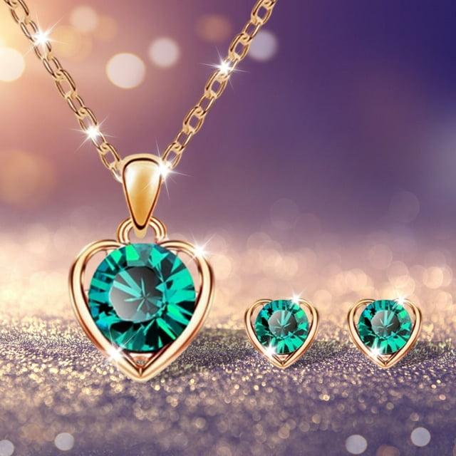 Collares para mujer, colgantes, joyería de moda, regalo de San Valentín, cadena de corazón con diamantes de imitación, pendientes, conjunto de joyería de fiesta, collar de cuentas, conjunto para ella.