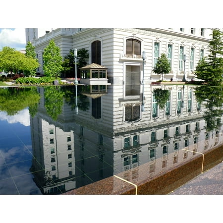 - Peel-n-Stick Poster of Water Pond Salt Lake City Reflection White Building Poster 24x16 Adhesive Sticker Poster Print