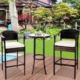 thumbnail image 1 of Outdoor High Top Table and Chair, Patio Furniture High Top Table Set with Glass Coffee Table, Removable Cushions, Outdoor Bar Table with Chair, Patio Bistro Set for Backyard Poolside Balcony, Q17068, 1 of 13
