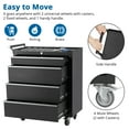 thumbnail image 4 of Coffre à Outils Mobile à 4 Tiroirs – Tiroirs Verrouillables, Doublure de Protection, Roues Globales, Poignée Latérale – Armoire de Rangement Polyvalente pour Garage, Atelier, Entrepôt – Couleur : Noir, 4 of 7
