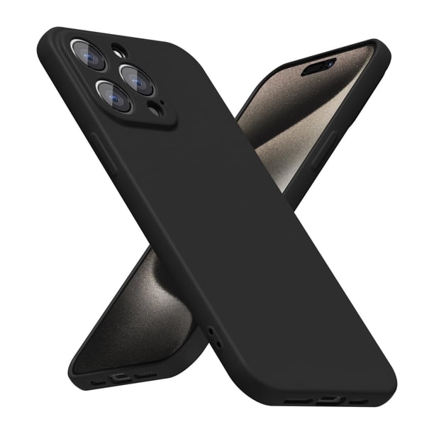 Loeoel Funda Para Iphone 15 Pro Max Silicona Minimalista Ultra Delgada Gel De Goma Suave Color Sólido Mate Tpu Linda Funda Para Mujeres Hombres Diseño Estético Liso Femenino Y Cubierta De Cámara Negro