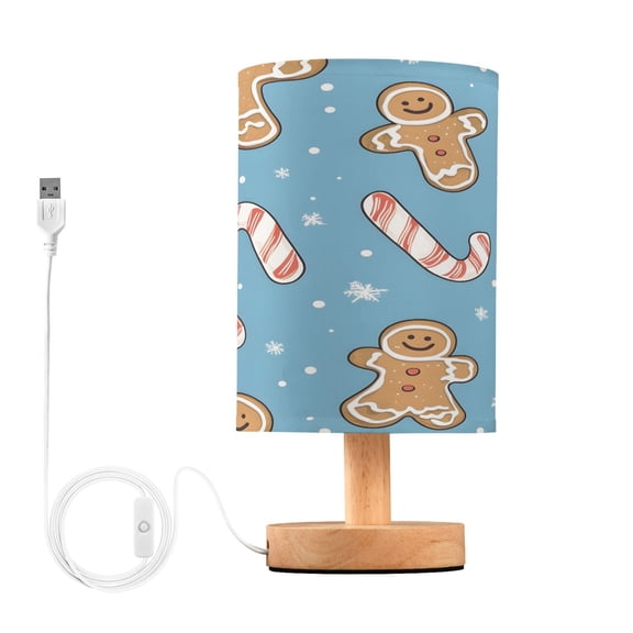Gingers Candy Canes Table Lamp, Fully Dimmable Nightstand Lamp with USB and Linen Fabric Shade, Modern Gifts for Bedroom, Living Room, Office