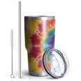 thumbnail image 2 of 30oz Colorful Rainbow Tie Dye Spiral Pattern Tumblers Stainless Steel Tumbler with Lid and Straw,Vacuum Insulated Double Wall Travel Tumbler Cups Mug with Cleaning Brush for Coffee,Tea, 2 of 7