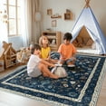 thumbnail image 3 of ZENELESS Machine Washable Rug, 6x9 Foldable Non-Slip Traditional Style Carpet for Living Room Dining Room Bedroom Kitchen Home Office Nursery,Dark Blue, 3 of 10
