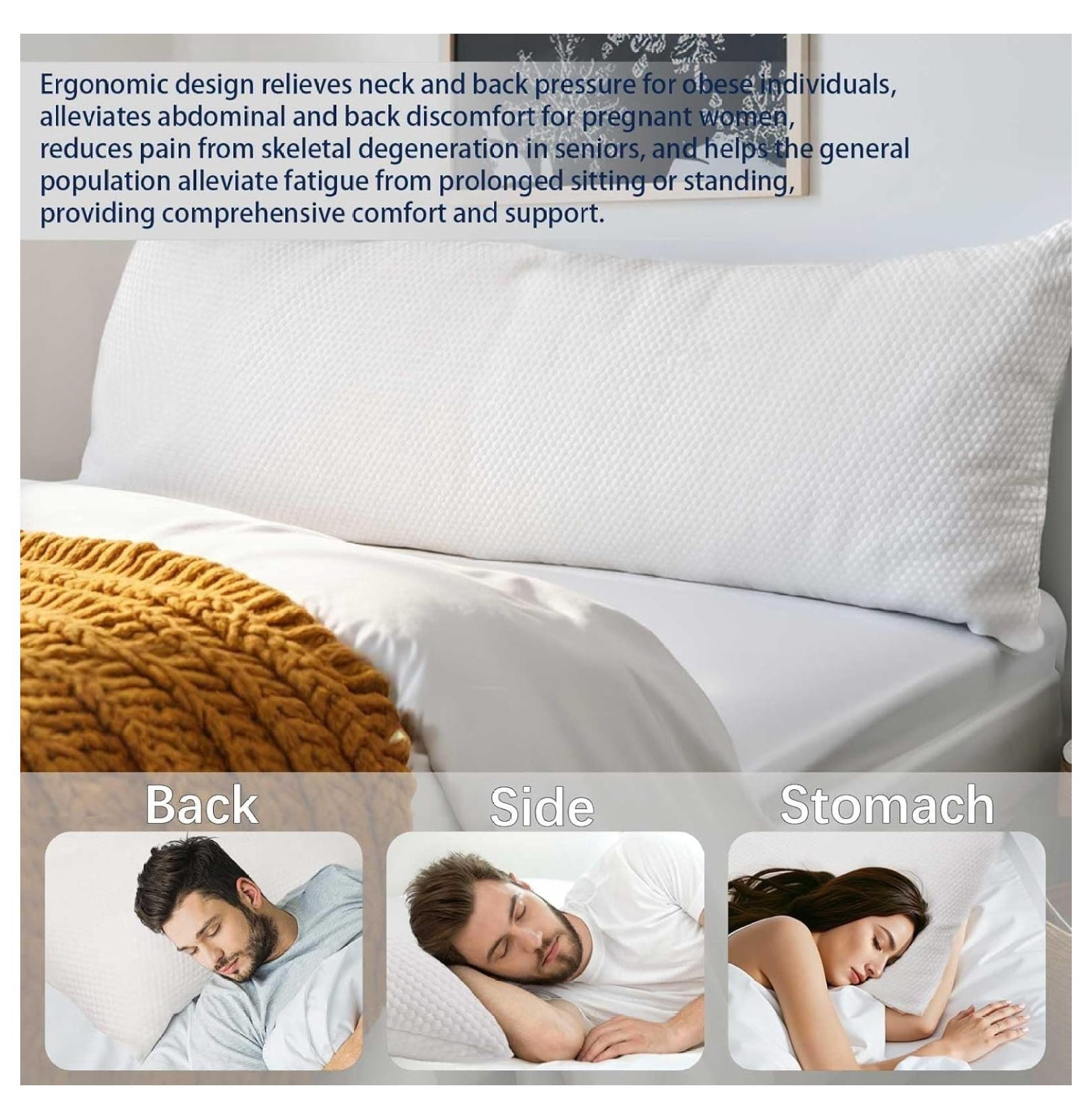 Talatex Premium Adjustable Latex Body Pillow, 3 Compartments Body Pillow Perfect Support and Full Body Pillow, Long Pillow with a Removable Ultra Cooling Pillowcase
