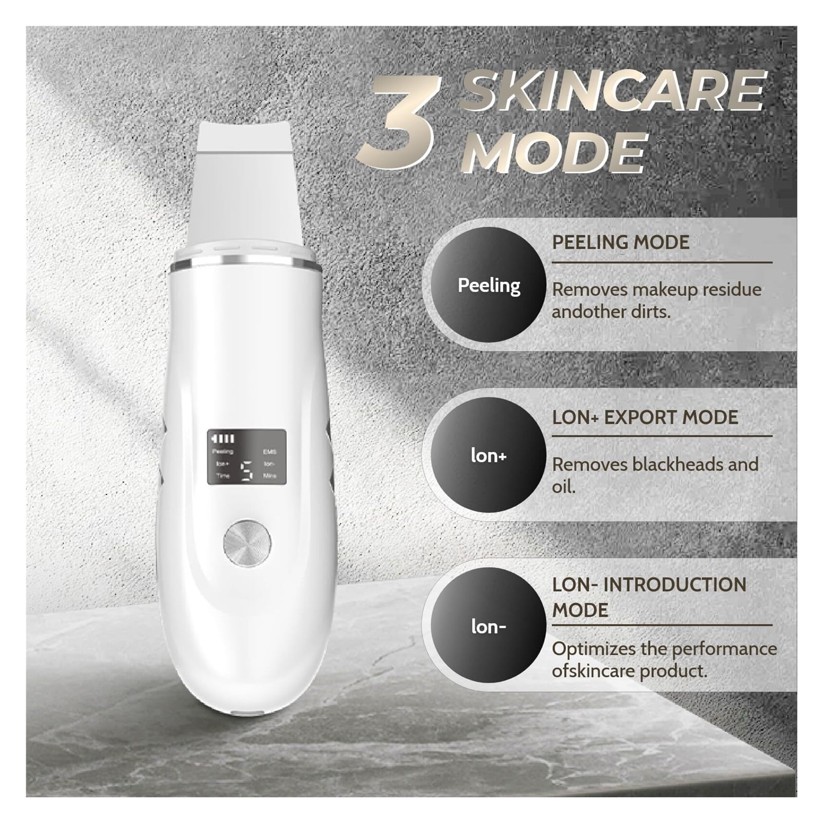 Skin Scrubber Face Spatula, Face Spatula Blackhead Remover for Deep Cleansing Skin Spatula, 4 in 1 Pore Extractor with USB Charger (Large)