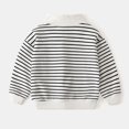 thumbnail image 3 of GYRATEDREAM Toddler Baby Boys' Contrast Color Stand Collar Striped Sweatshirt Kids Spring Autumn Casual Long Sleeve Pullover with Half Zipper Patch for 2-10 Years, 3 of 8
