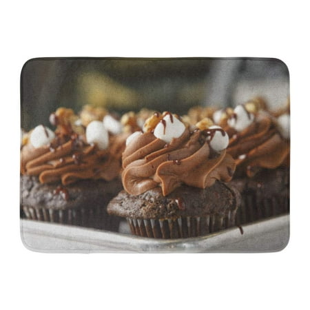 GODPOK Frosting Dessert Chocolate Cupcakes Decadent Marshmallow Baked Bakery Calories Homemade Rug Doormat Bath Mat 23.6x15.7 (Best Chocolate Cupcakes From A Box)