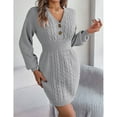 thumbnail image 3 of Sweater for Women Lantern Sleeve Sweater Dress Casual Pullover Cable Knitted Sweaters Alsol Lamesa, 3 of 6