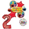 Sesame Street Elmo and Friends 2nd Birthday Supplies Decorations Polka Dots Balloon Set, Plus (1) 66' (66 Foot) Roll of Curling Balloon Ribbon, in coordinating colors.