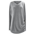 thumbnail image 4 of EDFBUYKRS Fall Button Down Shirts for Women Solid Color Long Sleeve Blouses Fall Work Casual Tops with Pocket S, 4 of 5