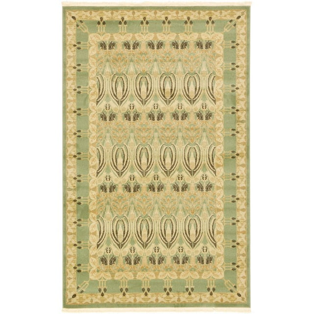 Unique Loom Edinburgh Border Design Rug 5' x 8' Rectangle Light Green/Beige