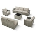 thumbnail image 3 of PARKWELL 8 Pieces Patio Furniture Sets,Outdoor Wicker Modular L Shaped Conversation Sectional Sofa Set with Coffee Table and Swivel Glider for Backyard Deck,Taupe/Beige, 3 of 12