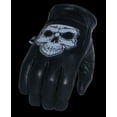 thumbnail image 4 of Milwaukee Mens Premium Leather Short Wrist Gel Palm Driving Gloves w/Reflective Skull Embroidery Black, 4 of 4