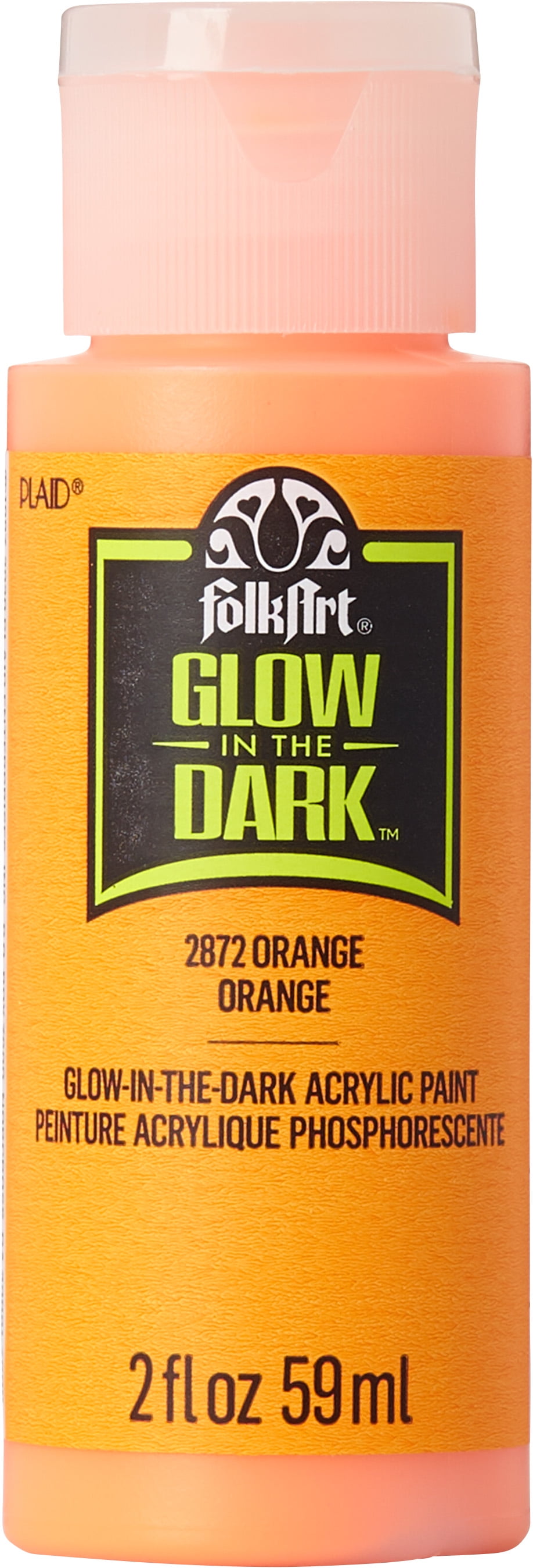 FolkArt Glow-in-the-Dark Acrylic Craft Paint, Matte Finish, Orange, 2 fl oz