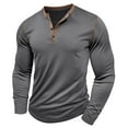 thumbnail image 3 of qucoqpe Men's Cotton Tunic Blouse Tops Casual Long Sleeve Pullover Tee Shirt Lightweight Button Neck Sweatshirt, 3 of 5