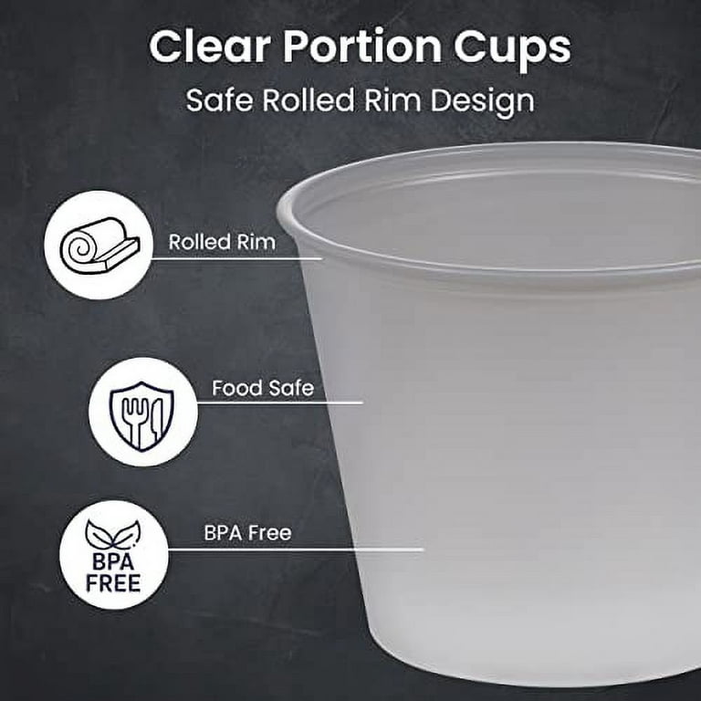 Zeml Portion Cups with Lids (5.5 Ounces, 100 Pack) | Disposable Plastic  Cups for Meal Prep, Portion Control, Salad Dressing, & Medicine | Small