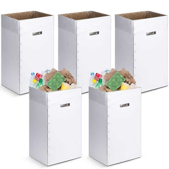 Botes de basura de cartón Tioncy desechables y reutilizables, 30 litros, 5 unidades con bolsas