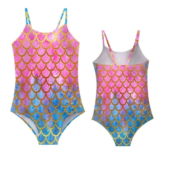 Zszcpp Bikinis For Infant Girl Bathing Suits One-Piece 3D Printed Sleeveless Seaside Fishscale Comfort Refreshing Swimsuit Sets Swimwear