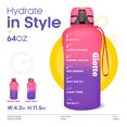 thumbnail image 2 of Giotto Large Half Gallon Motivational Water Bottle with Time Marker & Removable Strainer, 64 fl oz., 2 of 7
