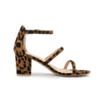 thumbnail image 3 of BLISSFUL STEP Women's Open Toe Strappy Block Heel Sandals Leopard Print 5, 3 of 8