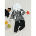 thumbnail image 3 of GXFC Toddler Boy Halloween Outfits Costume 6M 1T 2T 3T Kids Boy Long Sleeve Skeleton Print Hoodies +Elastic Pants 2Pcs Halloween-themed Clothing for Children Boy, 3 of 8