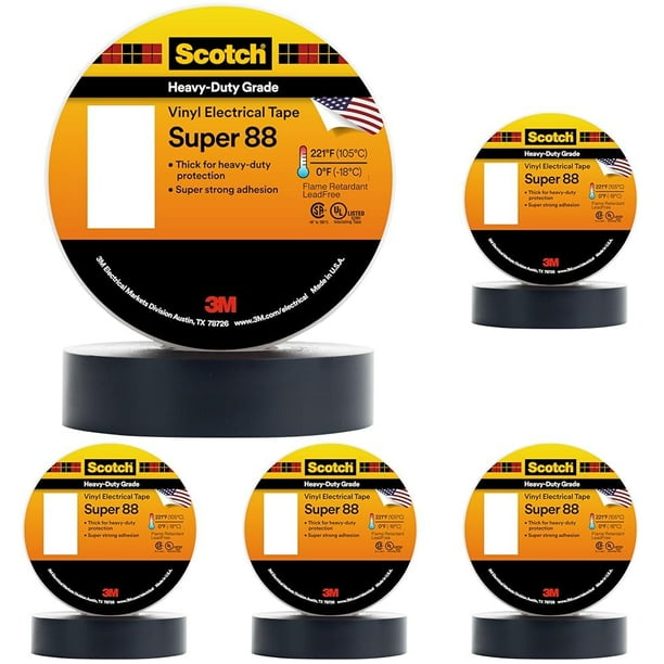 Cinta aislante 3M Scotch Vinyl Super 88, 3/4 pulgadas x 36 yardas, negra