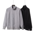 thumbnail image 2 of Heavyweight solid color stand-up collar zip-up cardigan jacket for men, autumn fashion, simple sporty casual double zip-up sweatshirt, 2 of 4
