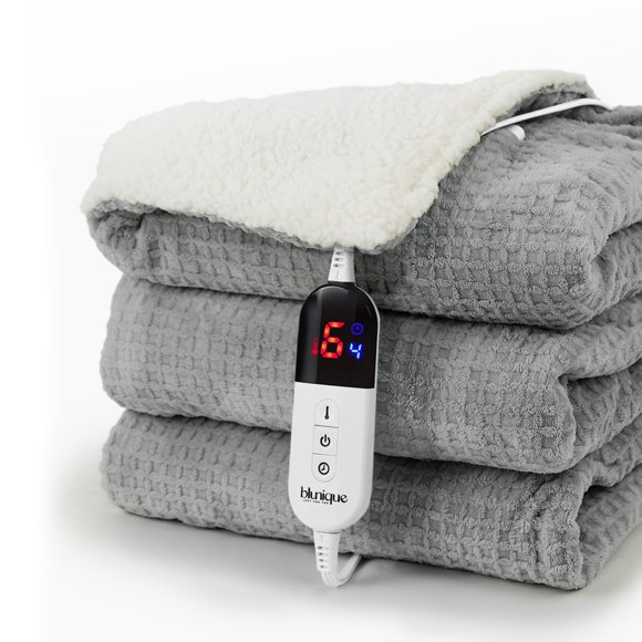 Manta eléctrica Blunique Waffle Heated Blanket 130 x 150 cm, color gris