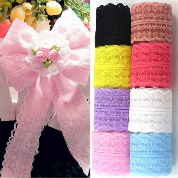 SPRING PARK 10m Mixed Color Floral Pattern Fabric Lace Ribbon Wedding Decor
