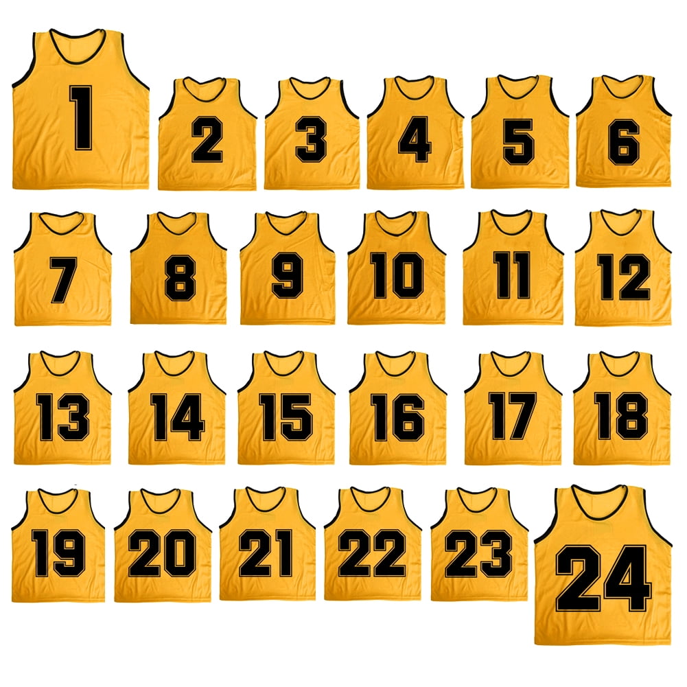 TOPTIE Number 1 to 24 Basketball Scrimmage Team Jerseys Nylon Mesh Lightweight Soccer Training