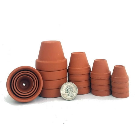 20 - Assorted Size Clay Pots - 7/8