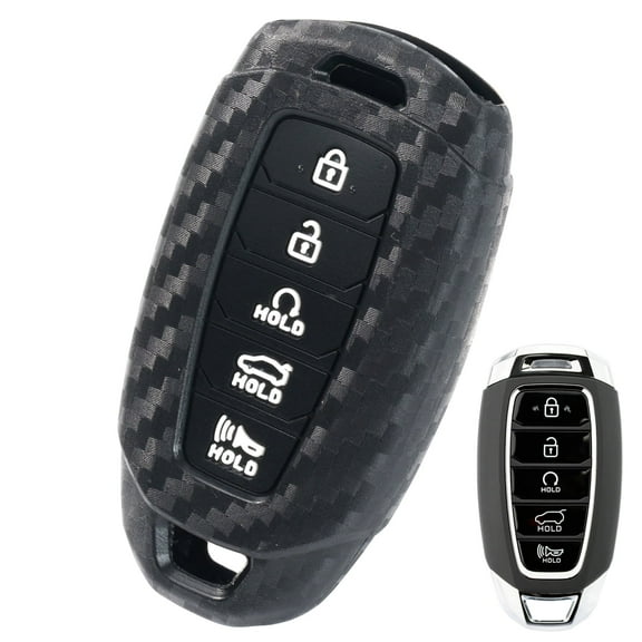 DON'T TOUCH MY KEY 5 Button Car Remote Key Holder Case Cover Shell Carbon Fiber for Hyundai Elantra Palisade