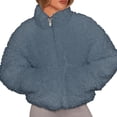 thumbnail image 2 of Female Fleece Full-Zip Jacket Long Sleeve Coat Soft Warm with Pockets Blue S, 2 of 9