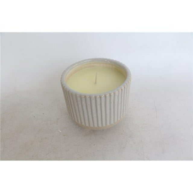 Sagebrook Home 80064-03 4 in. Ridged Scented Candle, Beige - 8 oz