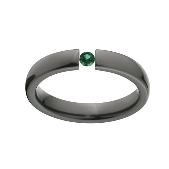 Emerald 4mm Black Zirconium Tension Set Ring