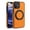 Orange, variant on ELEHOLD Case for iPhone 11,  Magnetic Leather Case with 360°Rotatable Ring Stand [Compatible with MagSafe] Phone Case,Black