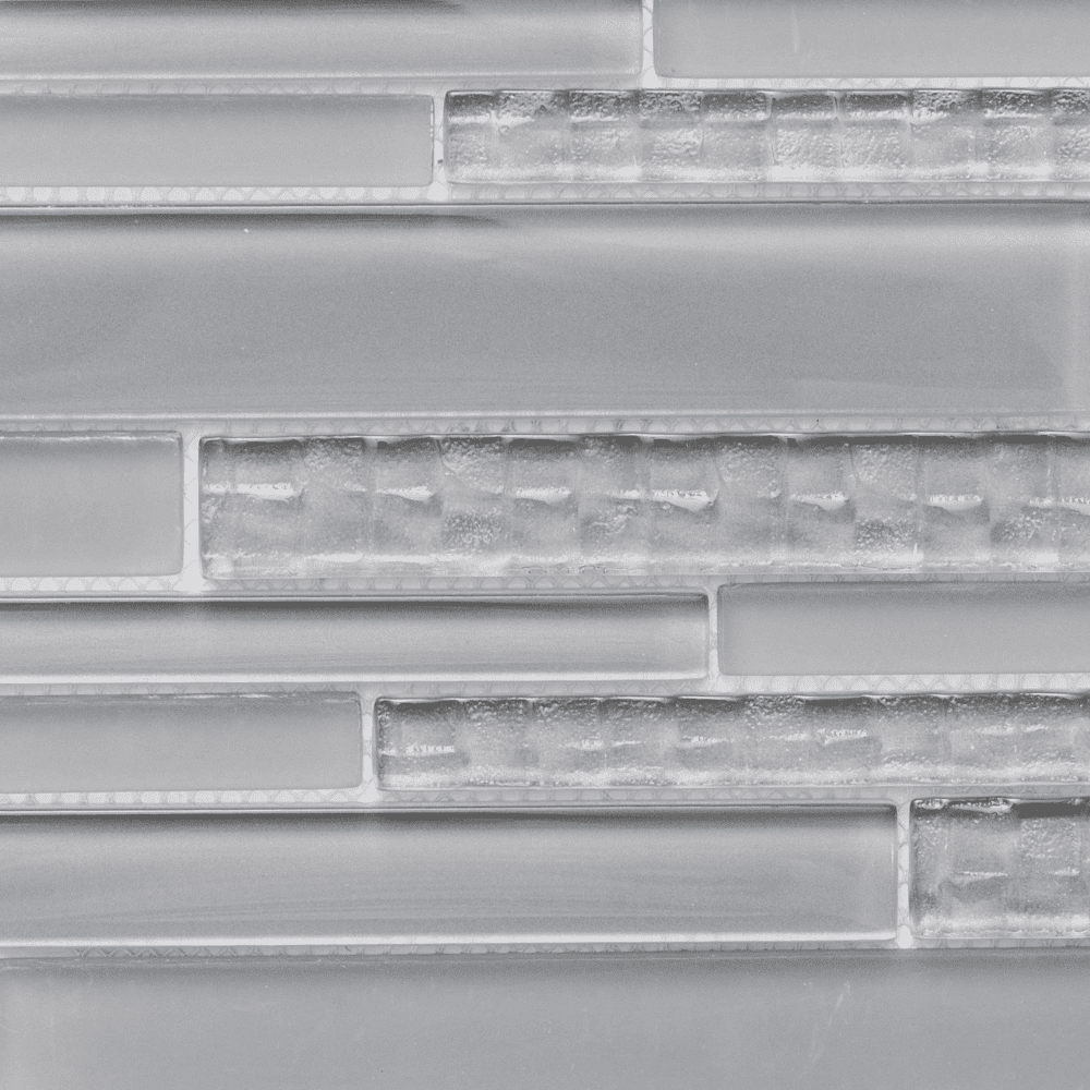 The Tile Life Karma Brick 4 in x 4 in Light Gray Glass Textured Mosaic Tile Sample 1 Piece